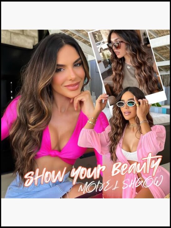 Long Wavy Synthetic Wig with Lace Hairline Middle Part Heat Resistant for main image 5
